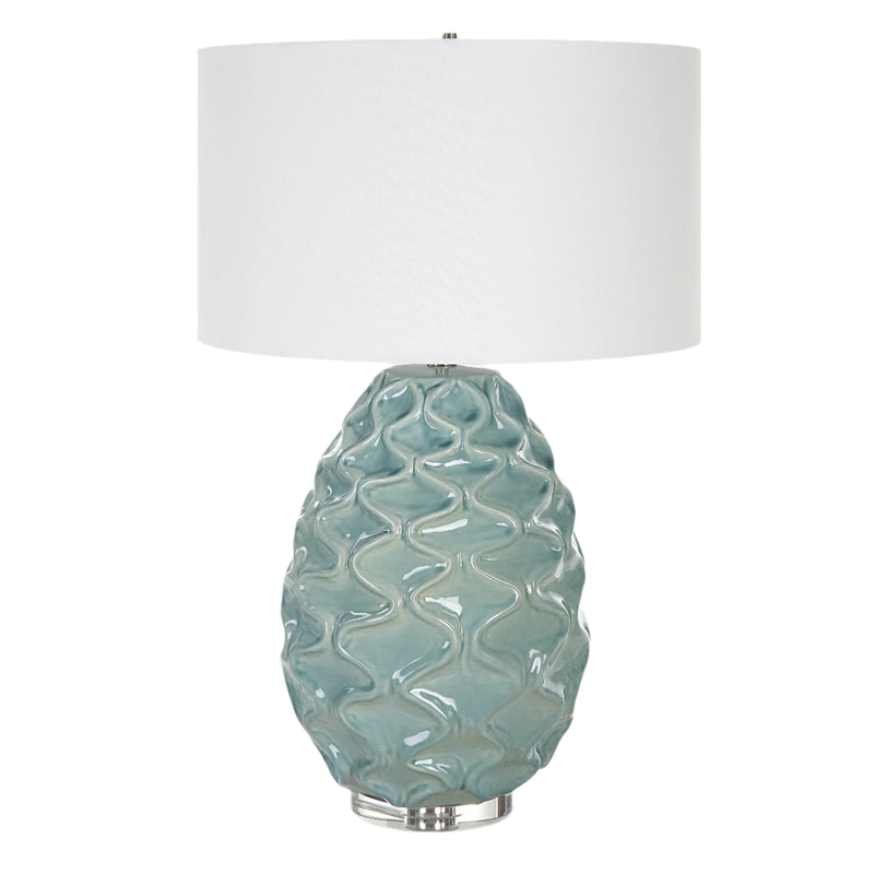 Lighting Laced Up Sea Foam Glass Table Lamp 