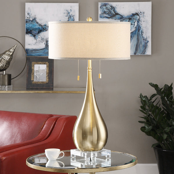 Lighting Lagrima Brushed Brass Lamp 