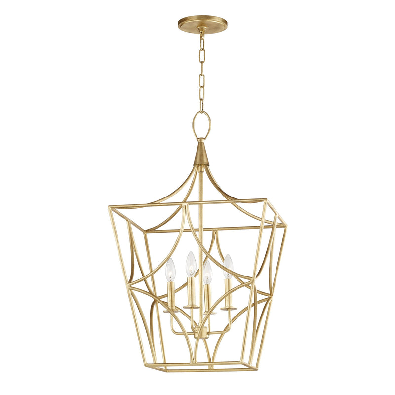 Lighting - Lantern Green Point 4 Light Medium Pendant // Gold Leaf 