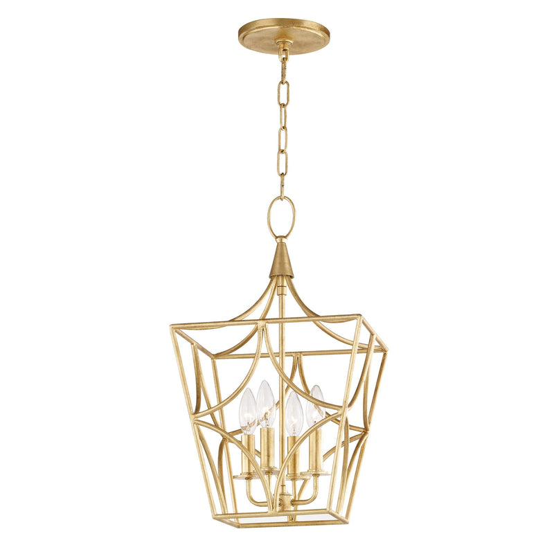 Lighting - Lantern Green Point 4 Light Small Pendant // Gold Leaf 