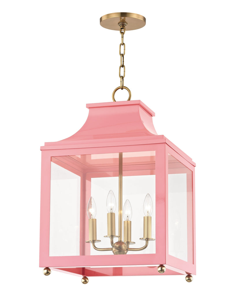 Lighting - Lantern Leigh 4 Light Large Pendant // Aged Brass & Pink 