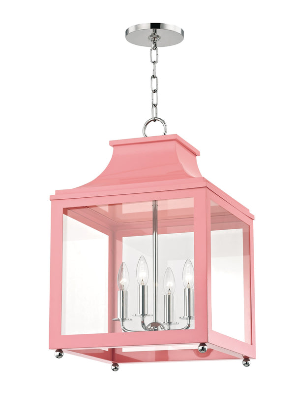 Lighting - Lantern Leigh 4 Light Large Pendant // Polished Nickel & Pink 