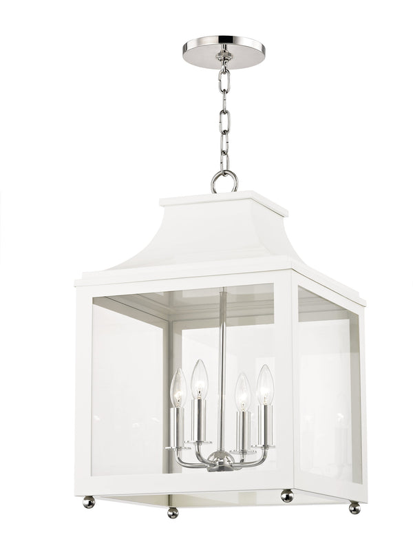 Lighting - Lantern Leigh 4 Light Large Pendant // Polished Nickel & White 