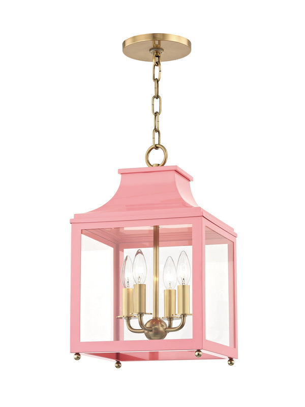 Lighting - Lantern Leigh 4 Light Small Pendant // Aged Brass & Pink 