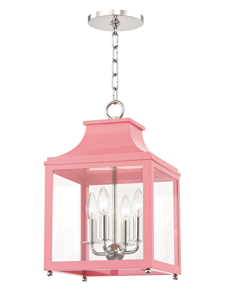 Lighting - Lantern Leigh 4 Light Small Pendant // Polished Nickel & Pink 