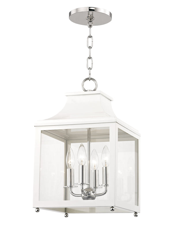 Lighting - Lantern Leigh 4 Light Small Pendant // Polished Nickel & White 