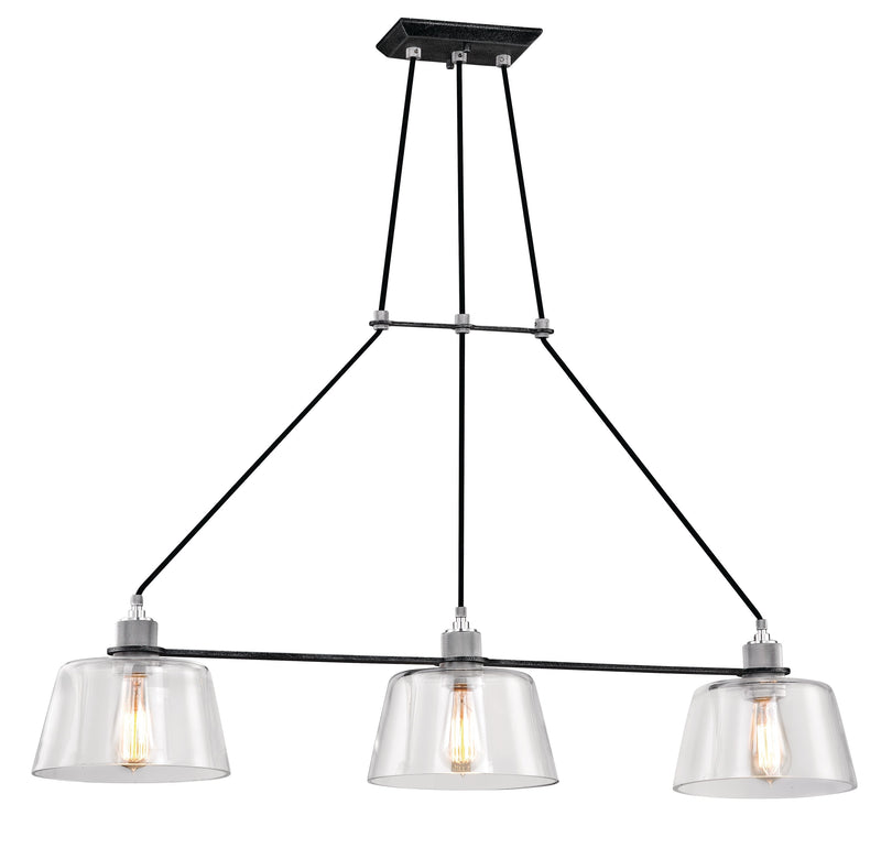 Lighting - Linear Audiophile 3lt Pendant Island // Old Silver Polished Aluminum 