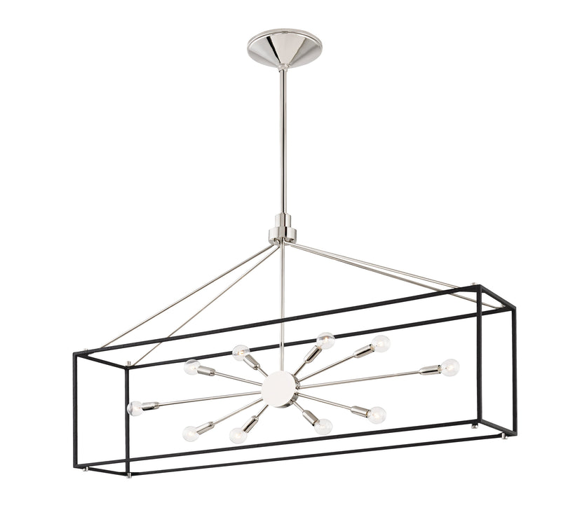 Lighting - Linear Glendale 10 Light Island Light // Polished Nickel & Black 