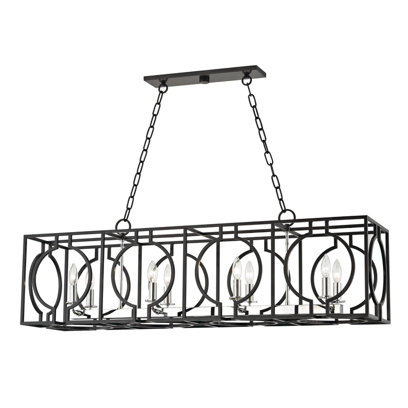 Lighting - Linear Octavio 8 Light Island Light // Aged Iron & Polished Nickel Combo 