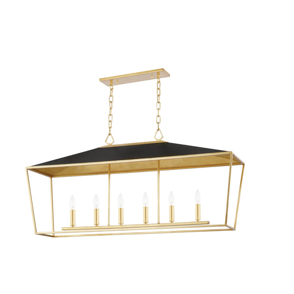 Lighting - Linear Paxton 6 Light Island Light // Gold Leaf & Black 