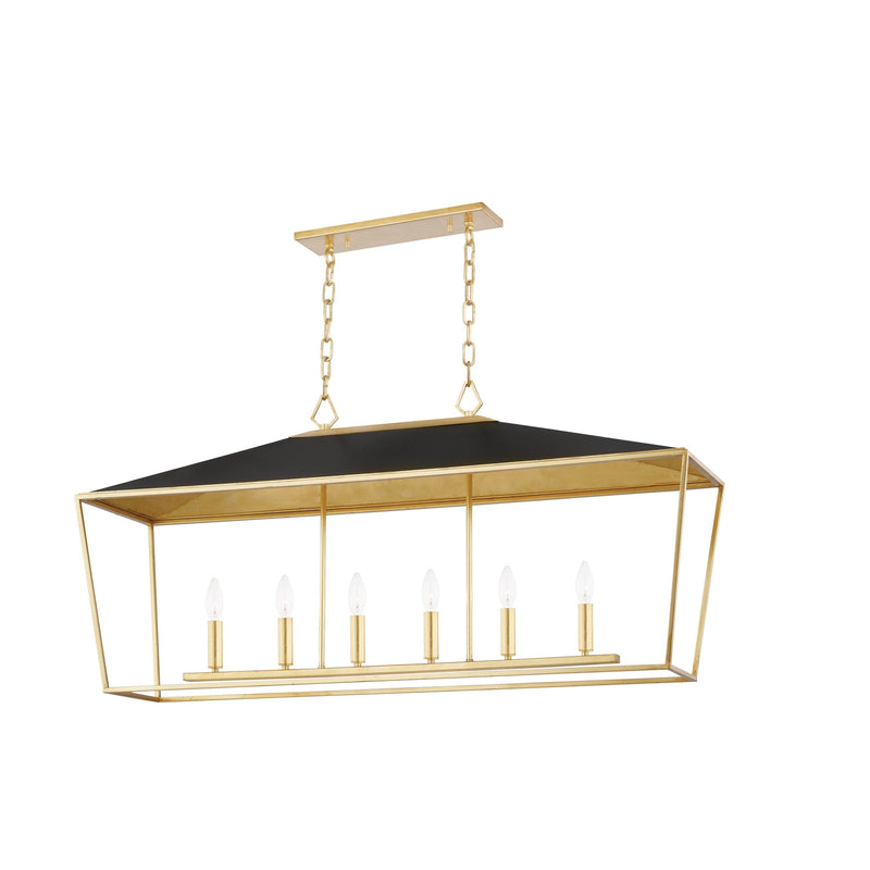 Lighting - Linear Paxton 6 Light Island Light // Gold Leaf & Black 