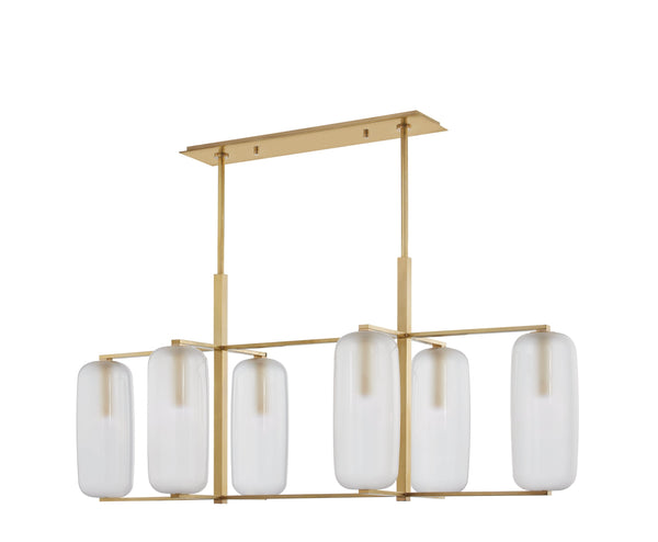 Lighting - Linear Pebble 6 Light Island Light // Aged Brass 