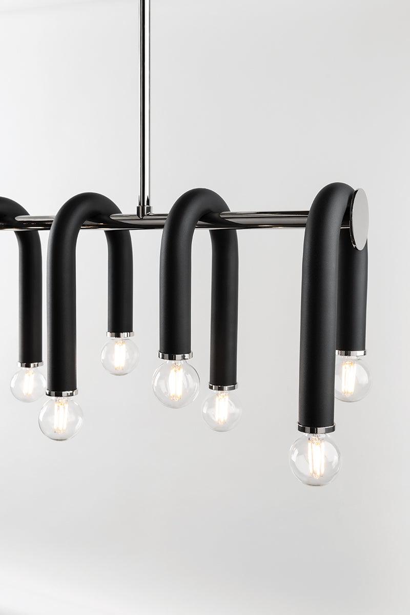 Lighting - Linear Whit 14 Light Linear // Polished Nickel & Black 