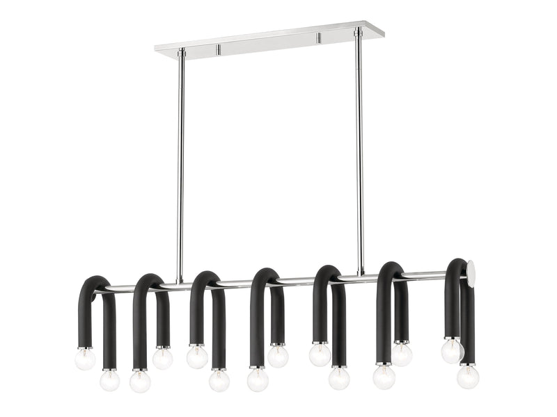 Lighting - Linear Whit 14 Light Linear // Polished Nickel & Black 