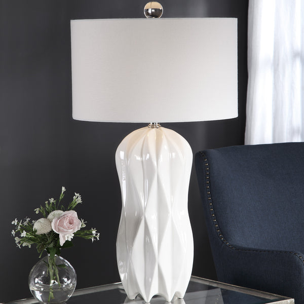 Lighting Malena Glossy White Table Lamp 