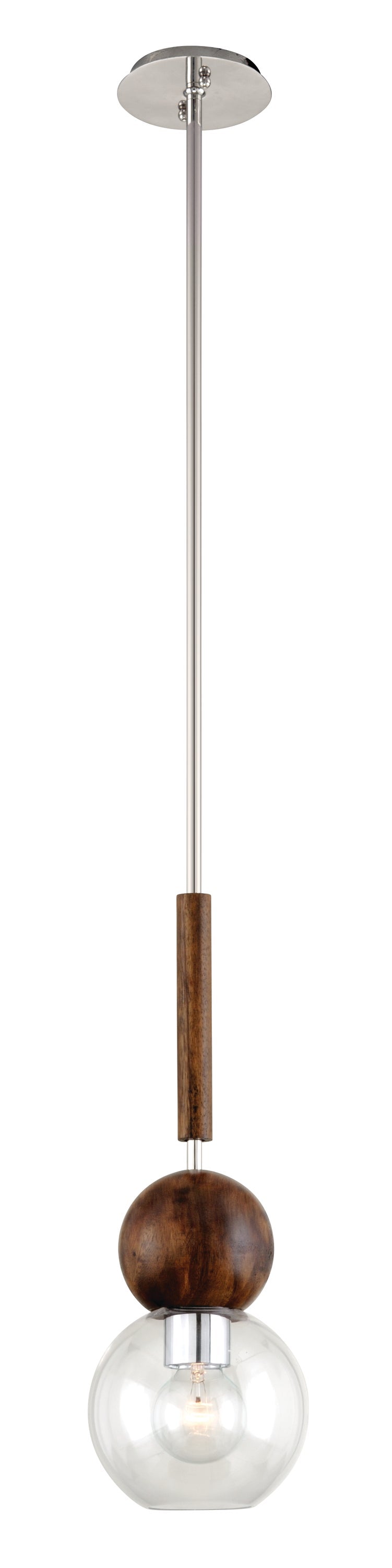 Lighting - Pendant Arlo 1lt Mini Pendant // Polished Ss and Natural Acacia 