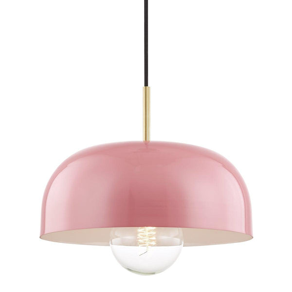 Lighting - Pendant Avery 1 Light Large Pendant // Aged Brass & Pink 