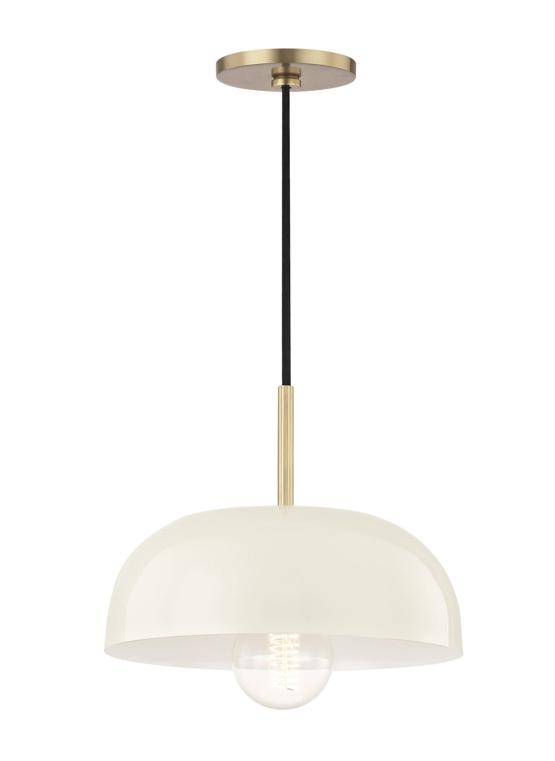 Lighting - Pendant Avery 1 Light Small Pendant // Aged Brass & Cream 