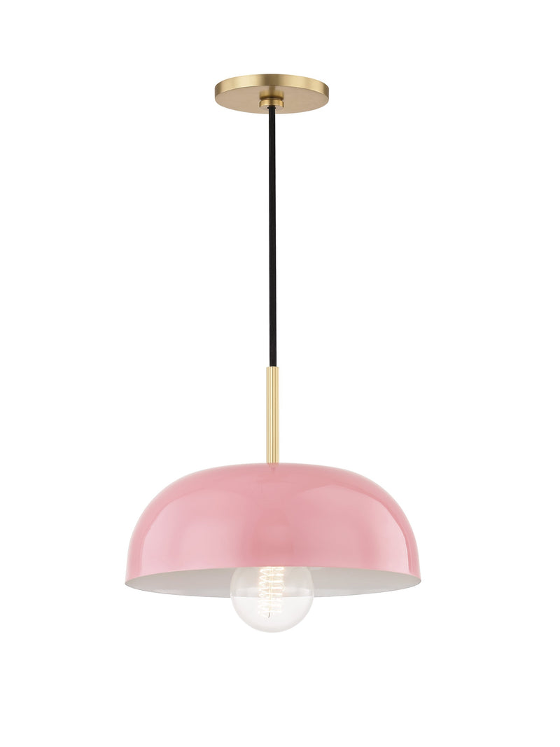 Lighting - Pendant Avery 1 Light Small Pendant // Aged Brass & Pink 