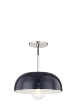 Lighting - Pendant Avery 1 Light Small Pendant // Polished Nickel & Navy 