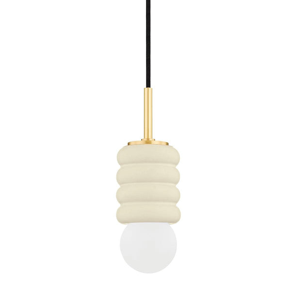 Lighting - Pendant Bibi 1 Light Pendant // Aged Brass & Ceramic Antique Ivory 