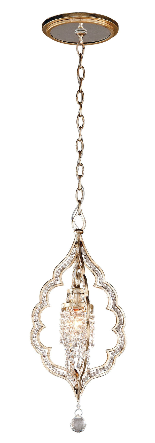 Lighting - Pendant Bijoux 1lt Mini Pendant // Silver Leaf with Antique Mist 