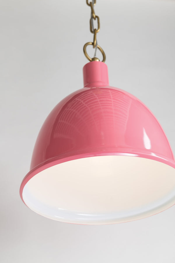 Lighting - Pendant Blair 1 Light Large Pendant // Aged Brass & Pink 