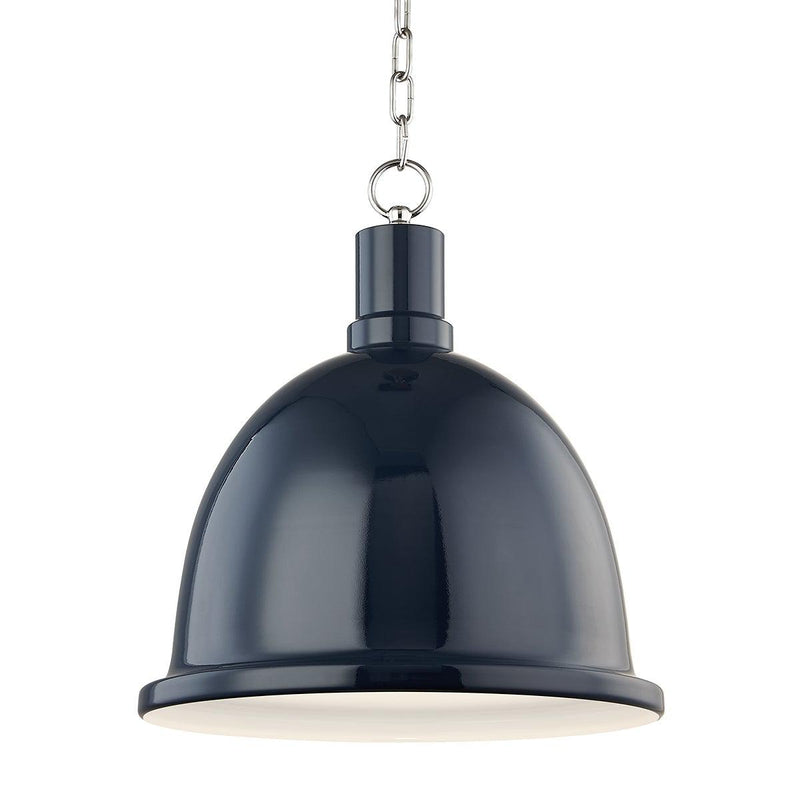 Lighting - Pendant Blair 1 Light Large Pendant // Polished Nickel & Navy 