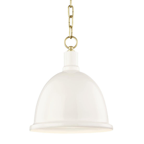 Lighting - Pendant Blair 1 Light Small Pendant // Aged Brass & Cream 