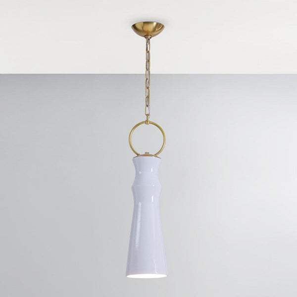 Lighting - Pendant Borden 1 Light Pendant // White & Aged Brass 