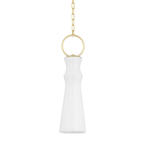 Lighting - Pendant Borden 1 Light Pendant // White & Aged Brass 