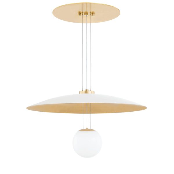 Lighting - Pendant Brim 1 Light Small Pendant // Soft White & Gold Leaf 