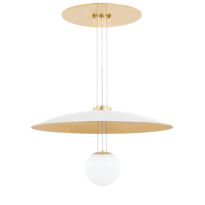 Lighting - Pendant Brim 1 Light Small Pendant // Soft White & Gold Leaf 