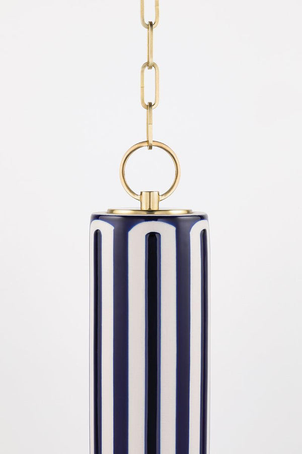 Lighting - Pendant Brookville 1 Light Pendant // Aged Brass & Blue Combo 