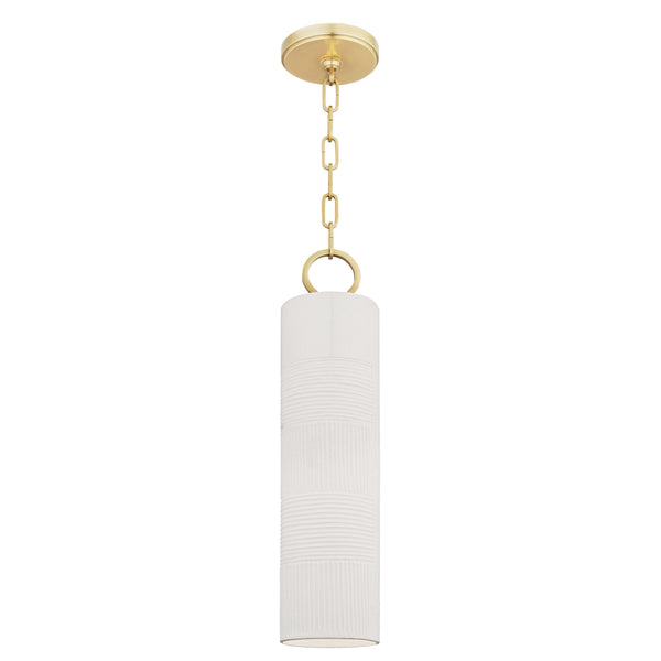 Lighting - Pendant Brookville 1 Light Pendant // Aged Brass & Soft Off White 