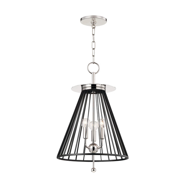 Lighting - Pendant Cagney 3 Light Pendant // Polished Nickel & Black 