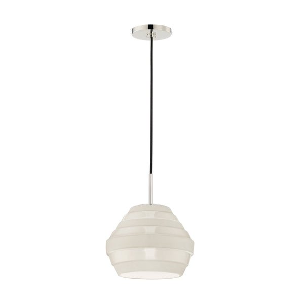 Lighting - Pendant Calverton 1 Light Pendant // Polished Nickel & White 