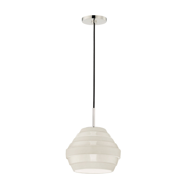 Lighting - Pendant Calverton 1 Light Pendant // Polished Nickel & White 