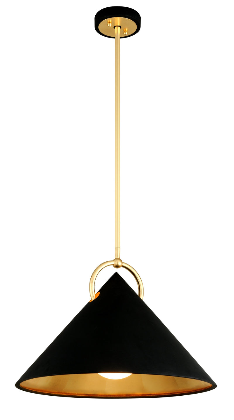 Lighting - Pendant Charm 1lt Pendant // Black and Gold Leaf // Small 