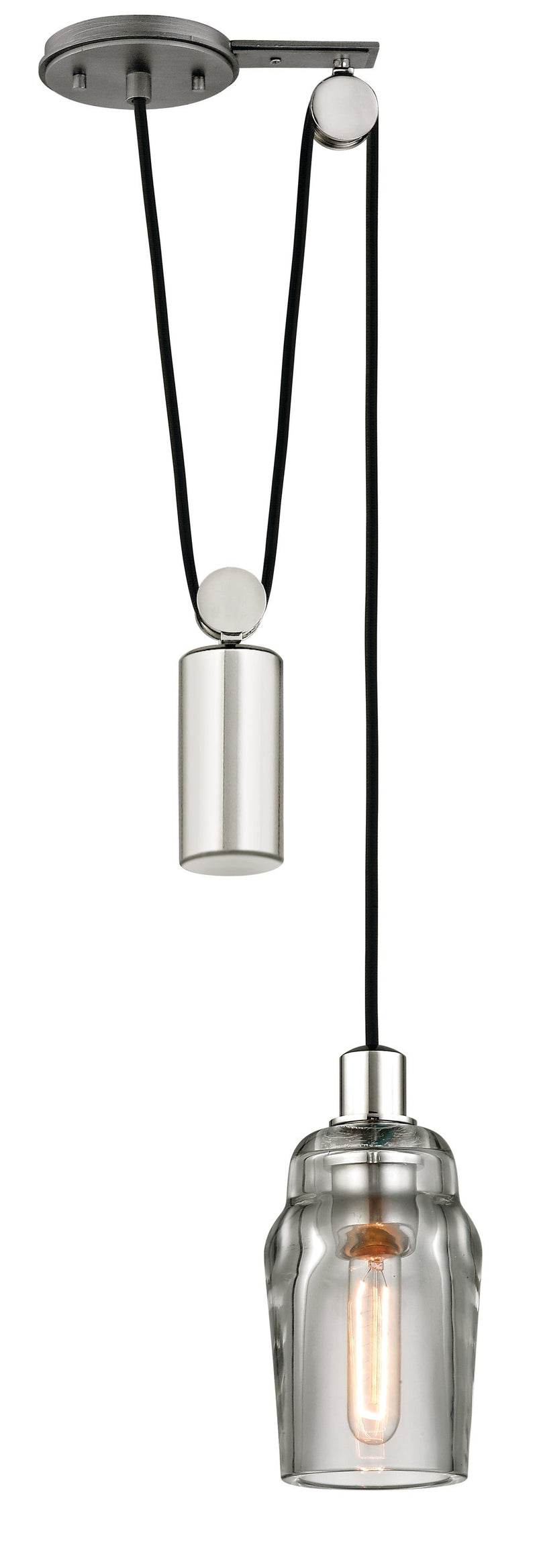 Lighting - Pendant Citizen 1lt Pendant Mini Pulley // Graphite and Polished Nickel 