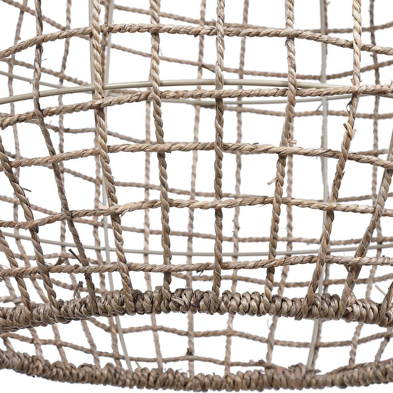  Cross Weave Seagrass Single Light Pendant // Aged Bronze 