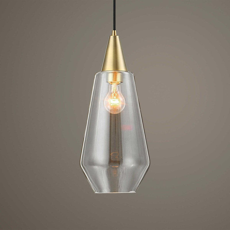  Eichler Single Light Mini Pendant // Brass & Glass 