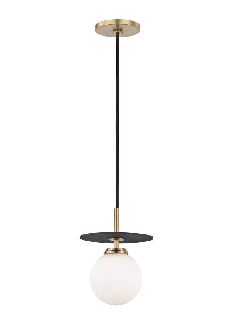 Lighting - Pendant Ellis 1 Light Small Pendant // Aged Brass & Black 