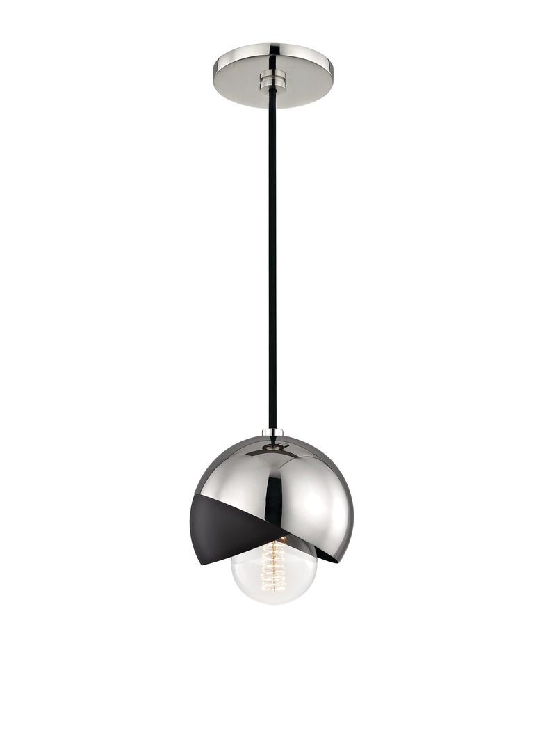 Lighting - Pendant Emma 1 Light Pendant // Polished Nickel & Black 