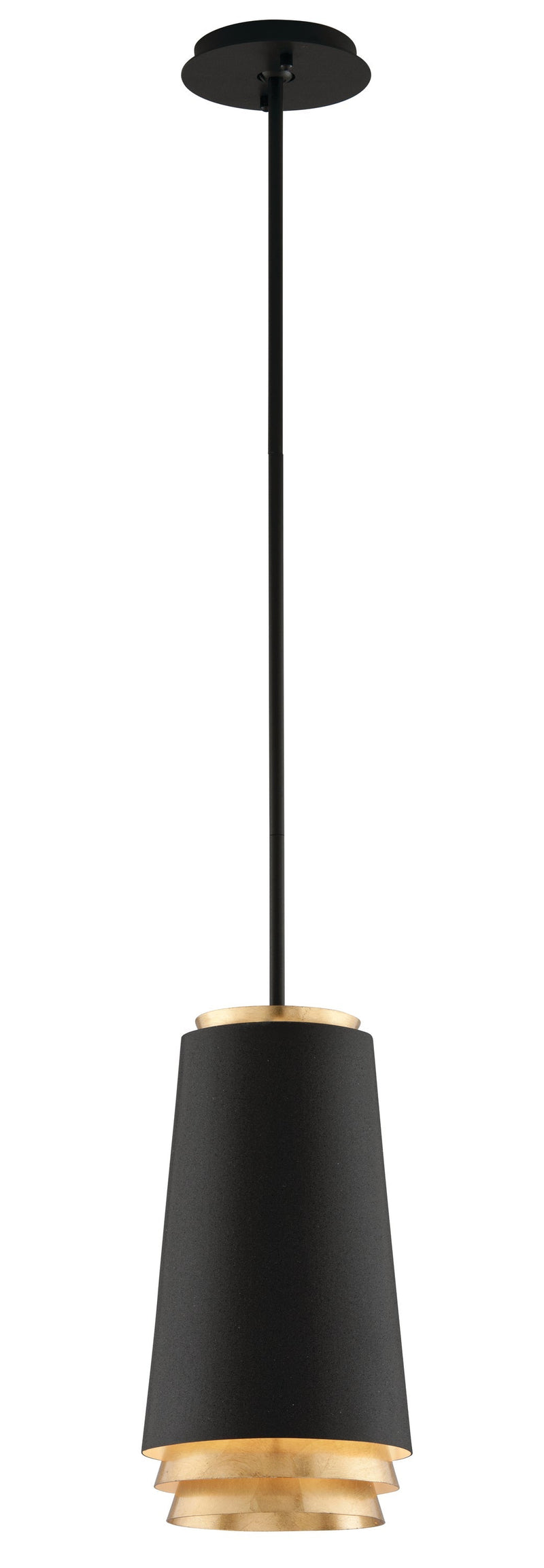 Lighting - Pendant Fahrenheit 1lt Pendant Small // Textured Black W Gold Leaf 