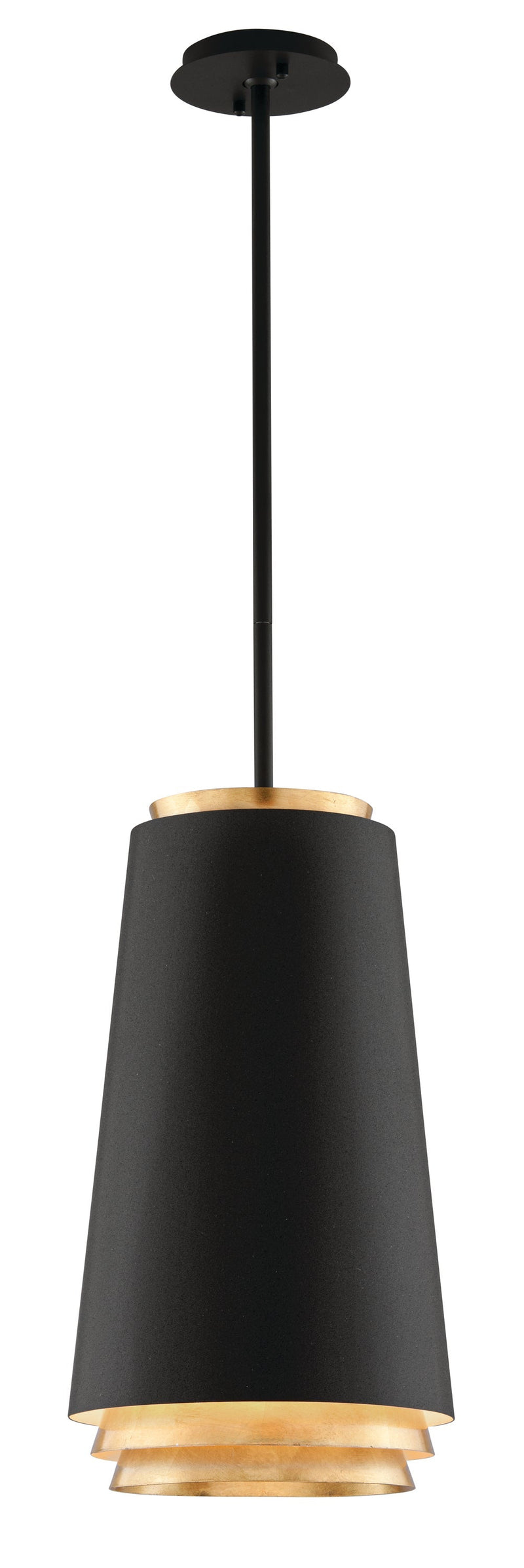 Lighting - Pendant Fahrenheit 3lt Pendant Medium // Textured Black W Gold Leaf 