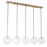  Geodesic 5 Light Linear Pendant // Matte Brass 