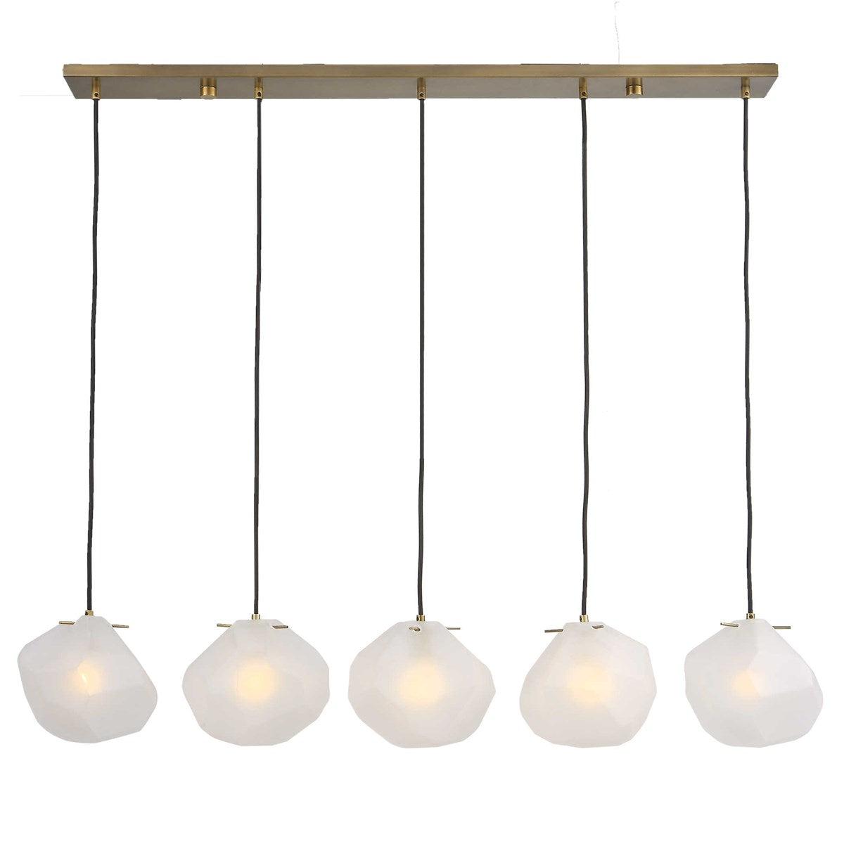 Matte Brass Geodesic 5 Light Linear Pendant - Adjustable Height ...