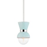 Lighting - Pendant Gillian 1 Light Pendant // Polished Nickel & Ceramic Gloss Robins Egg Blue 