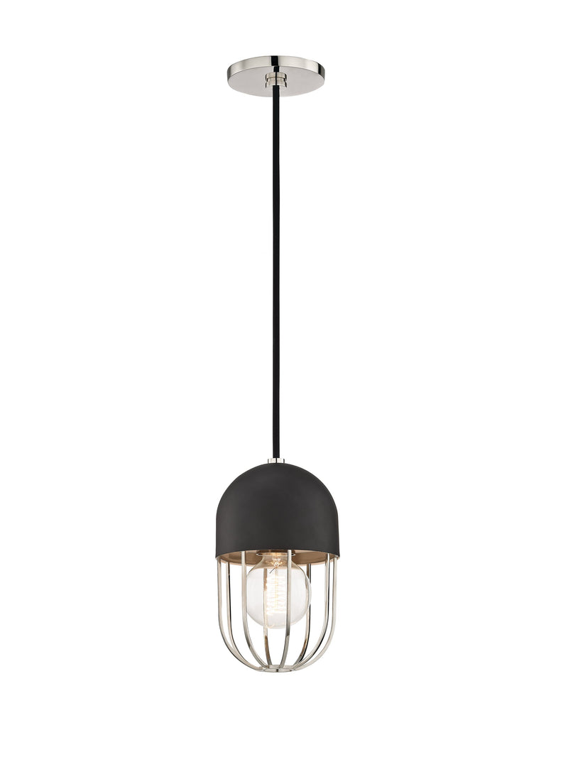 Lighting - Pendant Haley 1 Light Pendant // Polished Nickel & Black 